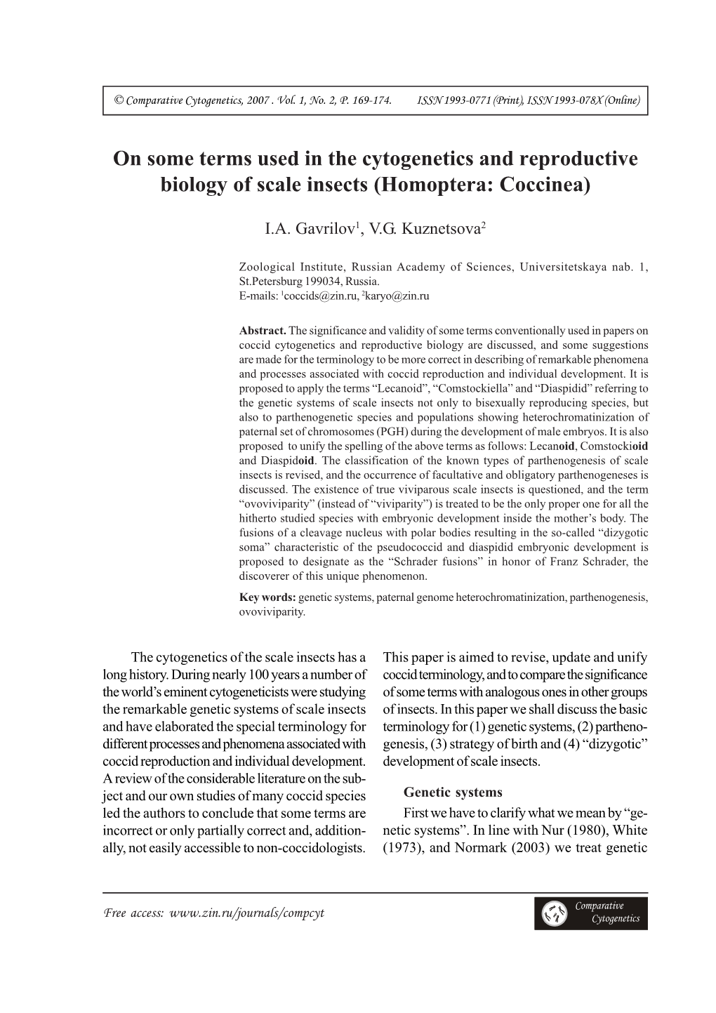 On Some Terms Used in the Cytogenetics and Reproductive Biology of Scale Insects (Homoptera: Coccinea)