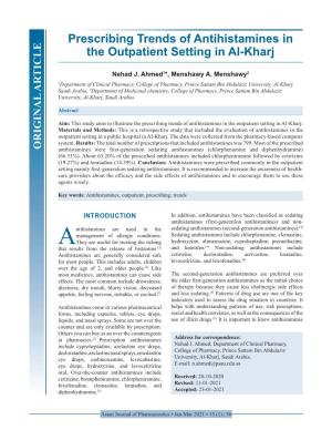 Prescribing Trends of Antihistamines in the Outpatient Setting in Al-Kharj