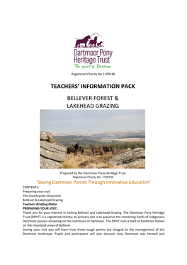 Teachers' Information Pack Bellever Forest & Lakehead