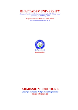 Bhattadev University Admission Brochure