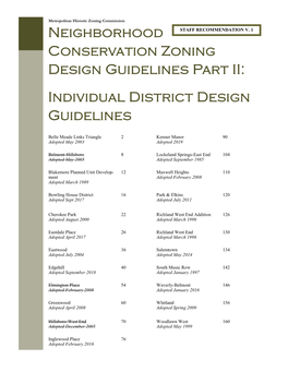 Neighborhood Conservation Zoning Design Guidelines