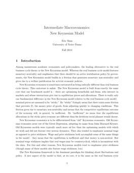 Intermediate Macroeconomics: New Keynesian Model
