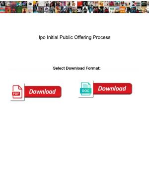 Ipo Initial Public Offering Process