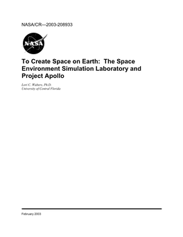To Create Space on Earth: the Space Environment Simulation Laboratory and Project Apollo