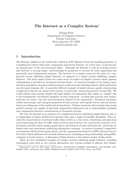 The Internet As a Complex System∗