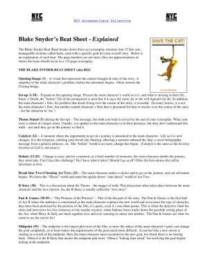 Blake Snyder's Beat Sheet
