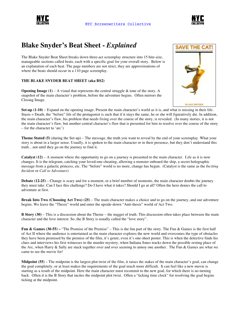 Blake Snyder's Beat Sheet - DocsLib