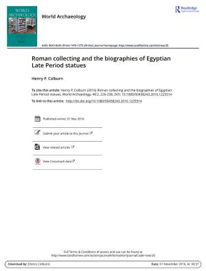 Roman Collecting and the Biographies of Egyptian Late Period Statues