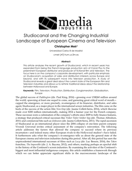 Studiocanal and the Changing Industrial Landscape of European Cinema and Television