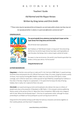 Teachers' Guide Kid Normal and the Rogue Heroes Written by Greg