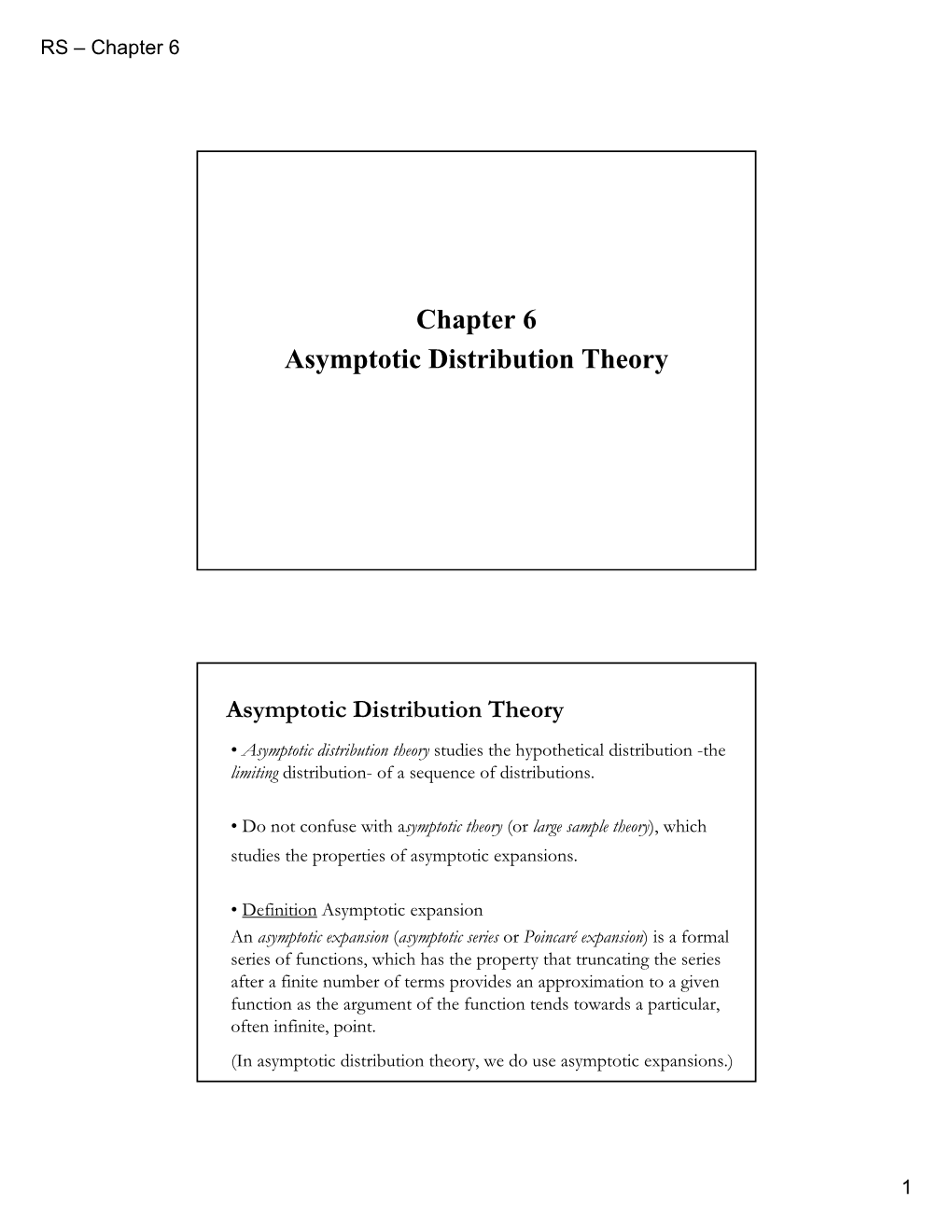 Chapter 6 Asymptotic Distribution Theory