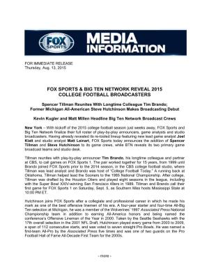 Fox Sports & Big Ten Network Reveal 2015 College