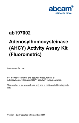 Ab197002 Adenosylhomocysteinase (AHCY) Activity Assay Kit (Fluorometric)