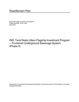 Resettlement Plan: Tirunelveli Underground Sewerage System