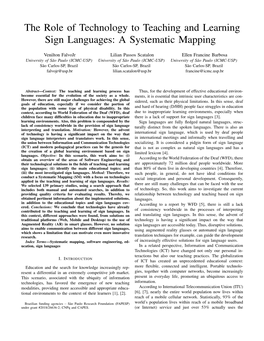 The Role of Technology to Teaching and Learning Sign Languages: a Systematic Mapping