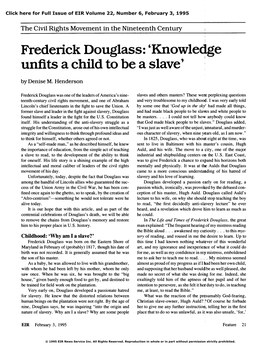 Frederick Douglass: 'Knowledge Unfits a Child to Be a Slave'