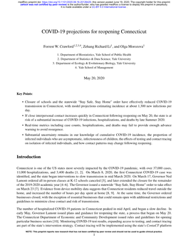 COVID-19 Projections for Reopening Connecticut