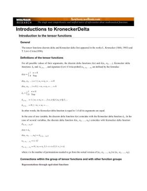 Introductions to Kroneckerdelta Introduction to the Tensor Functions