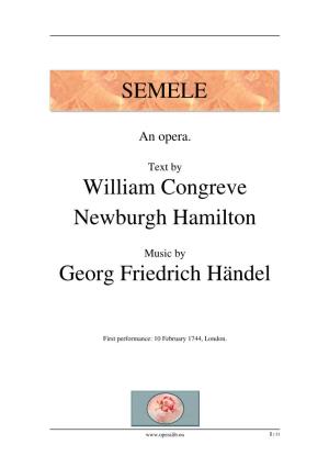 SEMELE William Congreve Newburgh Hamilton Georg Friedrich Hфndel