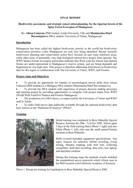 FINAL REPORT Biodiversity Assessment, and Strategic