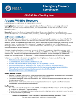 Arizona Wildfire Recovery: a Coordinated Network