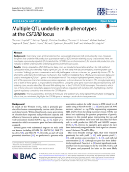 Multiple QTL Underlie Milk Phenotypes at the CSF2RB Locus Thomas J