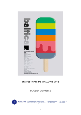 Les Festivals De Wallonie 2018 Dossier De Presse