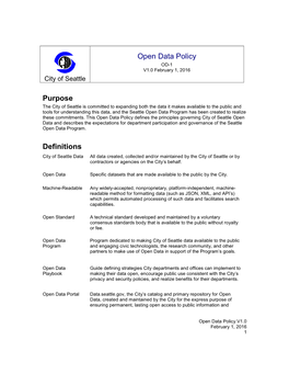 Open Data Policy Purpose Definitions