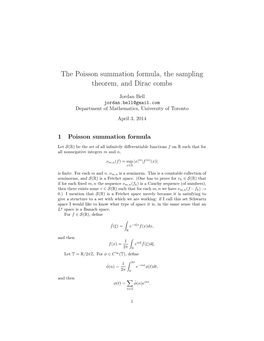 The Poisson Summation Formula, the Sampling Theorem, and Dirac Combs