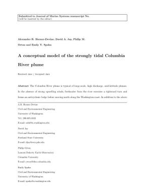 A Conceptual Model of the Strongly Tidal Columbia River Plume