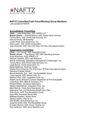 NAFTZ Committee List (As of 8/27/2012)