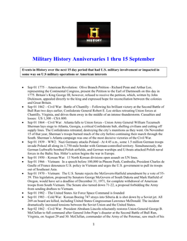 Military History Anniversaries 0901 Thru 091516