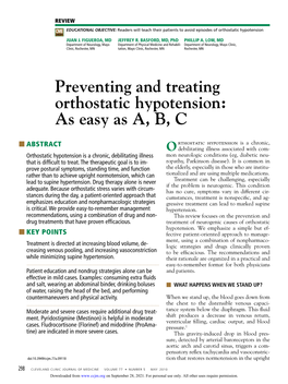 Preventing and Treating Orthostatic Hypotension: As Easy As A, B, C