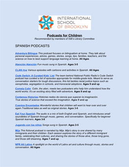 Recommended Podcasts for Children