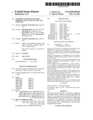 (12) United States Patent (10) Patent No.: US 9.259,430 B2 Rathmacher Et Al