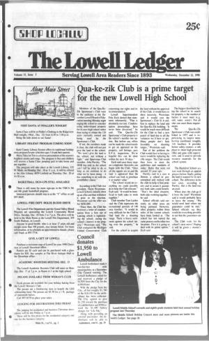 Along Main Street Qua-Ke-Zik Club Is a Prime Target for the New Lowell High School