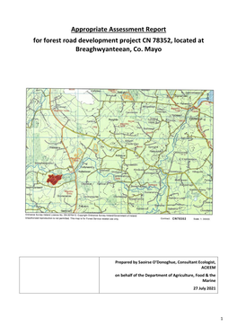 Appropriate Assessment Report for Forest Road Development Project CN 78352, Located at Breaghwyanteean, Co