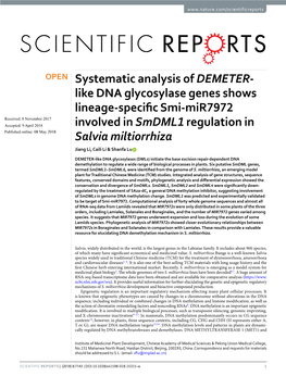 Like DNA Glycosylase Genes Shows Lineage-Specific Smi-Mir7972