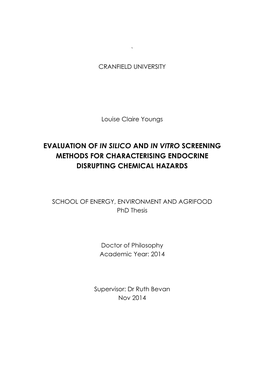Evaluation of in Silico and in Vitro Screening Methods for EDC Hazard Characterisation