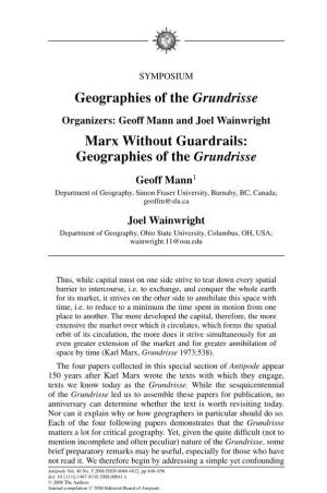 Geographies of the Grundrisse Marx Without Guardrails