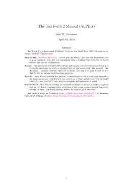 The Tali Forth 2 Manual (ALPHA)