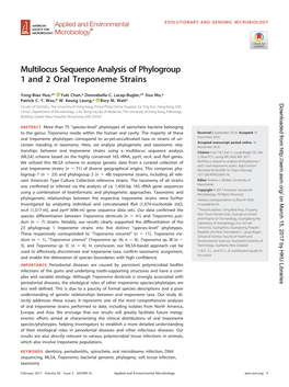 Multilocus Sequence Analysis of Phylogroup 1 and 2 Oral Treponeme Strains