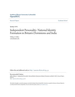 National Identity Formation in Britain's Dominions and India William S