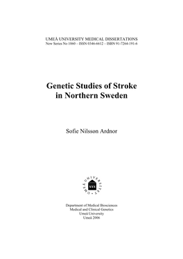 Genetic Studies of Stroke in Northern Sweden