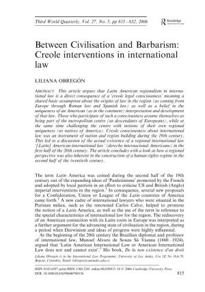 Creole Interventions in International Law