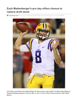 Zach Mettenberger's Pro Day Offers Chance to Restore Draft Stock