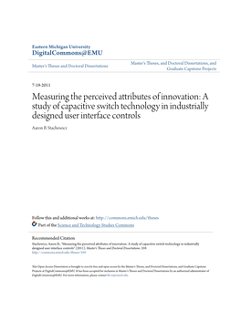 Measuring the Perceived Attributes of Innovation: a Study of Capacitive Switch Technology in Industrially Designed User Interface Controls Aaron B