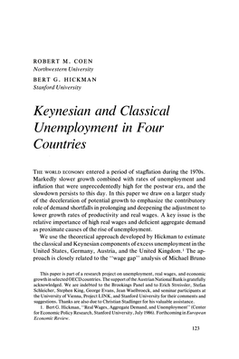Keynesian and Classical Unemployment in Four Countries
