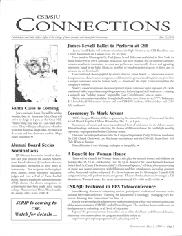 CONNECTIONS Published by the Public Affairs Office Ofthe College Ofsaint Benedict and Saint John 5 University Dec.5,1996