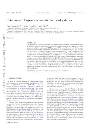 Retainment of R-Process Material in Dwarf Galaxies